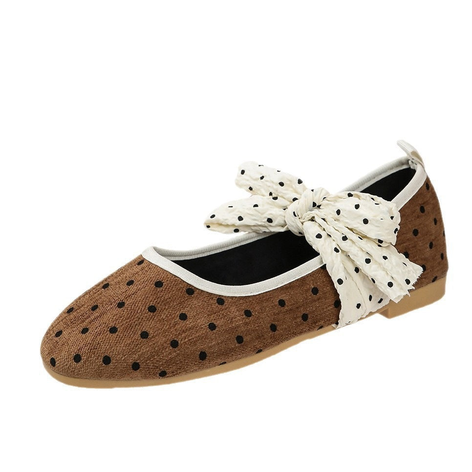 plus sizetie back bean shoes women's autumnew arrivalpolka dotbowsflats strapsflatsflats women's