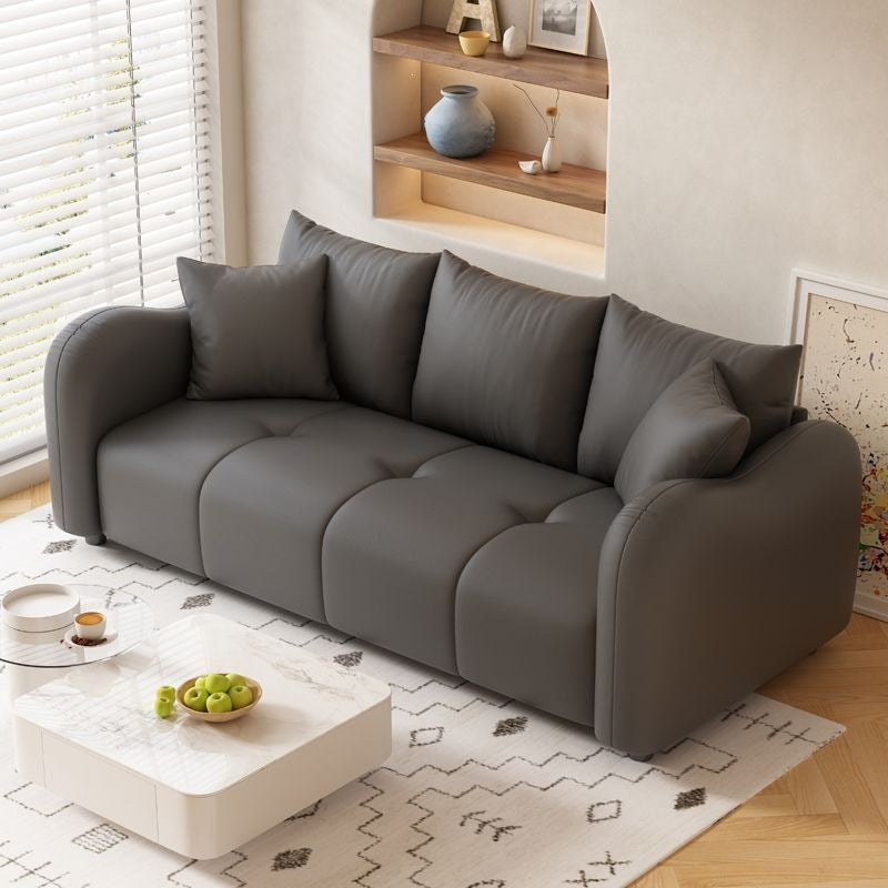 Sofa small apartment living room new arrival cream style straight row leather sofa modern casual apartment double sofa