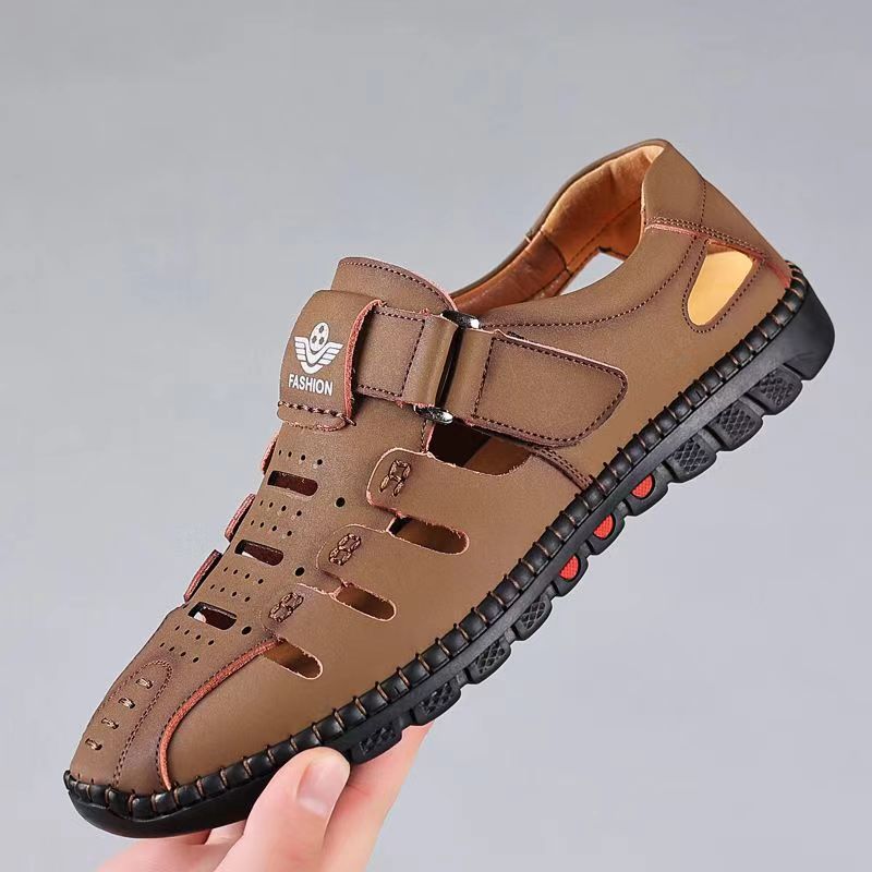 New arrival business hole cool leather shoes men's casual wedding groom british sandals summer breathable youth pointed toe men's shoes