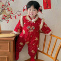 Baby winter onesie new year's outfit, new year's greeting outfit, winter clothes, newborn baby 100-day celebration, first birthday red dress, romper