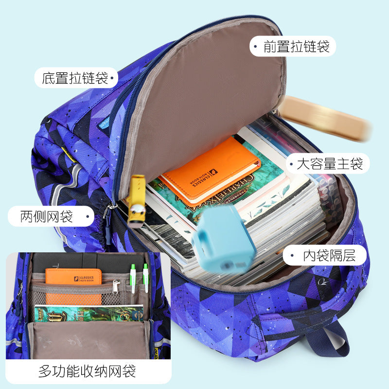 School bag for primary school students Korean version of children's backpack to reduce the burden and protect the spine, large capacity boys and girls first, second and third grades backpack
