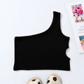 Infant and toddler vest children's clothing summer one-shoulder same-side waist hole girl's halter top cotton fashionfashion style