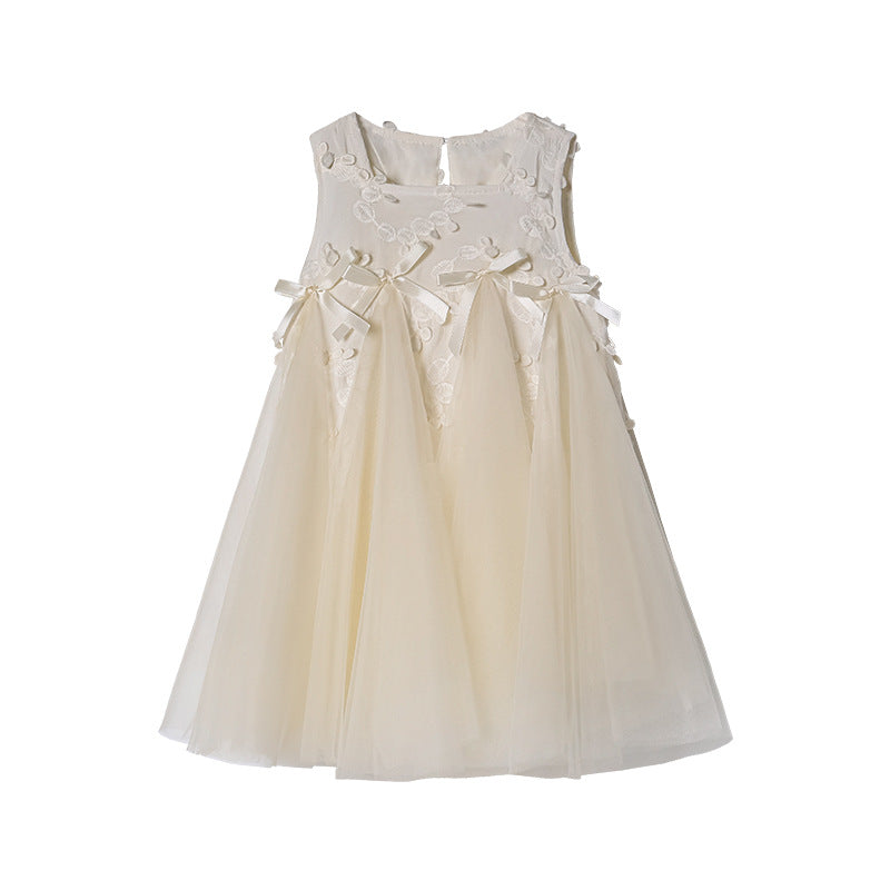 Girls' dress  summer new bow french tank dress princess gown