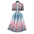 French retro chic crochet lace bubble sleeve dress - women's slimming, figure-flattering, elegant maxi dress