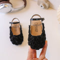 Vancahao girls' floral princess shoes, spring  new collection: round-toe, half-wrap sandals for toddlers and young children