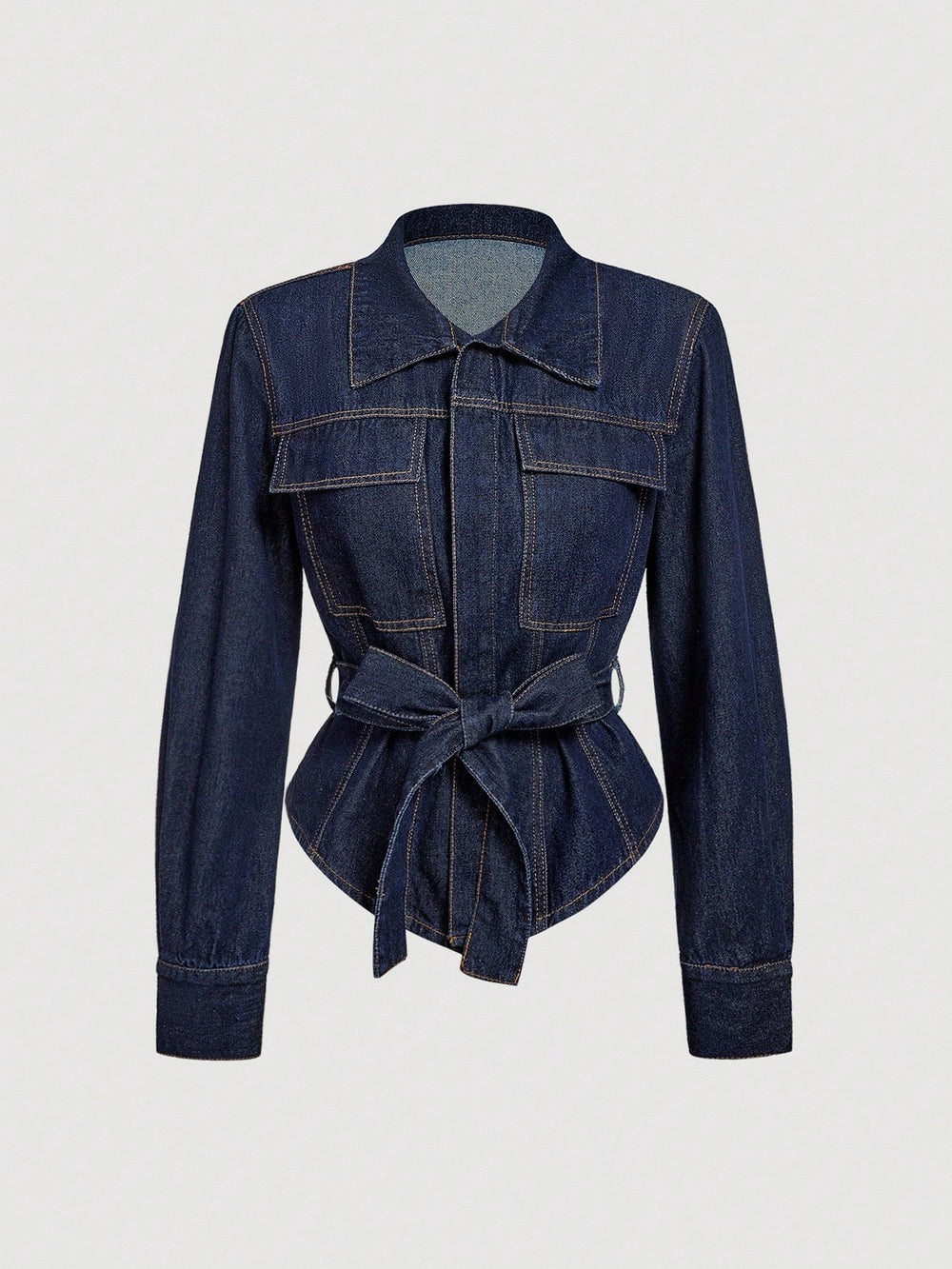 X-spot-66220#fashion  cross-border fashion women's versatile waist design belt denim jacket