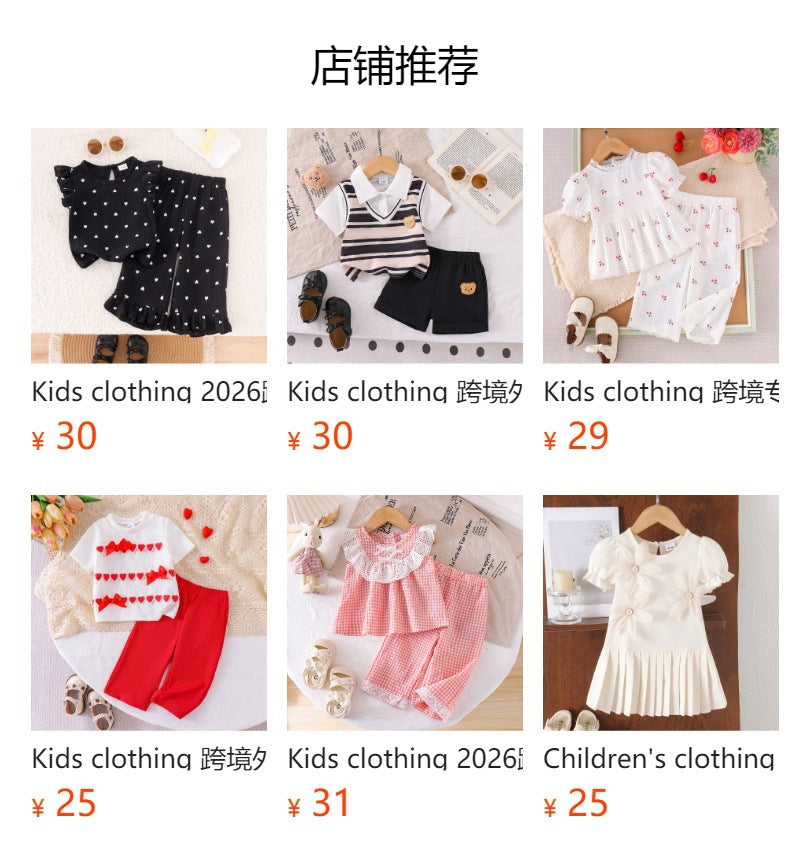 Kids clothing cross-border exportfall and winternew arrival children's blue t-shirt+shorts baby children's clothing