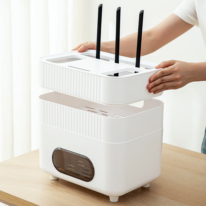 Plastic multi-layer storage box Home storage router storage box Desktop multi-layer grid router placement rack