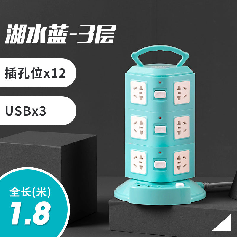 Smart vertical socket panel multi-hole multi-function with usb charging tower type plug strip for home power strip wiring board