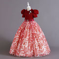 Exportnew arrival children's clothing chiffon retro pattern kids dress girl wearing waist princess dressgirl dress