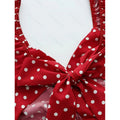 Women's summer casual elegant polka dot print v-neck ruffle trim pleated bow tie waist long maxi dress