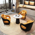 Minimalist commercial reception area casual sofa small round table set hotel reception negotiation table and chairs business leather sofa