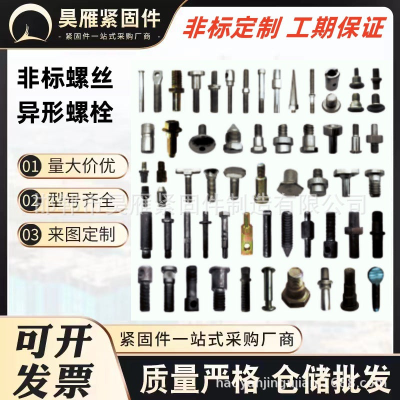 Non-standard bolts, special-shaped screws, multi-station cold heading special-shaped parts, precision hardware customization, difficult pattern customization