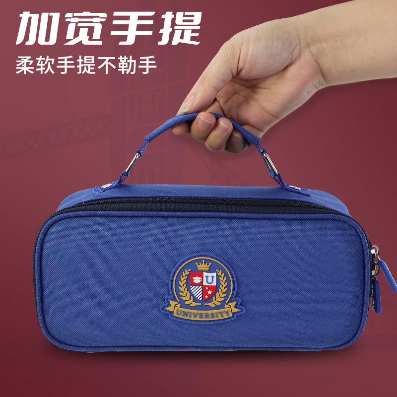 Customized pencil case British style large capacity pencil case Boy college style stationery bag Portable Oxford cloth stationery box wholesale