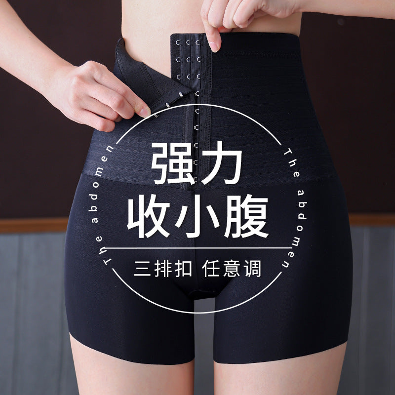 Cross-border explosive belly pants women's hip lift high waist belly tie waist boxer safety pants breasted adjustable body sculpting pants
