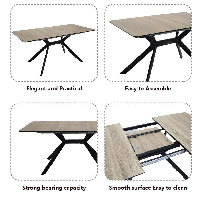 Export solid wood multi-layer board dining table retractable foldableaccessible luxuryclassy sense restaurant long table mdf rectangular table