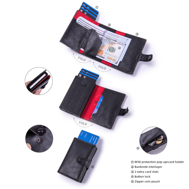 Cross-border  Metal Card Box Wallet Men's RFID Multi-Card Position Anti-Degaussing Card Bag Aluminum Alloy Business Card Holder