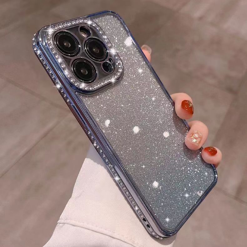 New arrival diamond-encrusted electroplated glitter rhinestone 17 suitable for iphone15pro mobile phone case apple 13 all-inclusive protective cover
