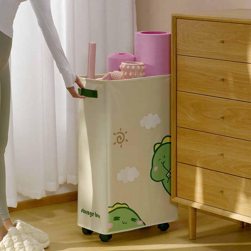 Mengqu yoga mat storage basket foldable fitness sports equipment storage basket with wheels household rack dirty clothes basket