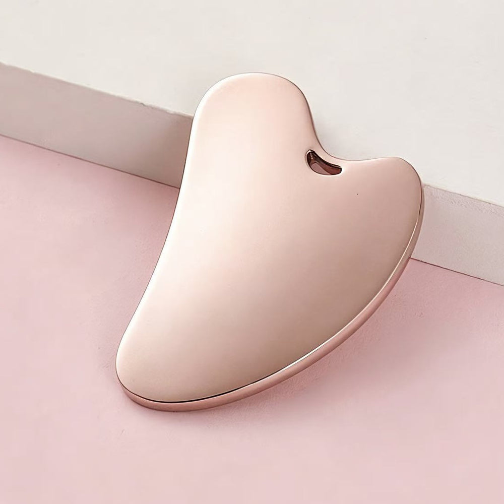 Factory direct zinc alloy scraping tool - heart-shaped scraping plate with hole, metal fascia knife, massage gua sha beauty tool