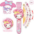 Elsa princess projection watch kuromi cartoon electronic luminous watch toy cinnamon dog melody creative gift