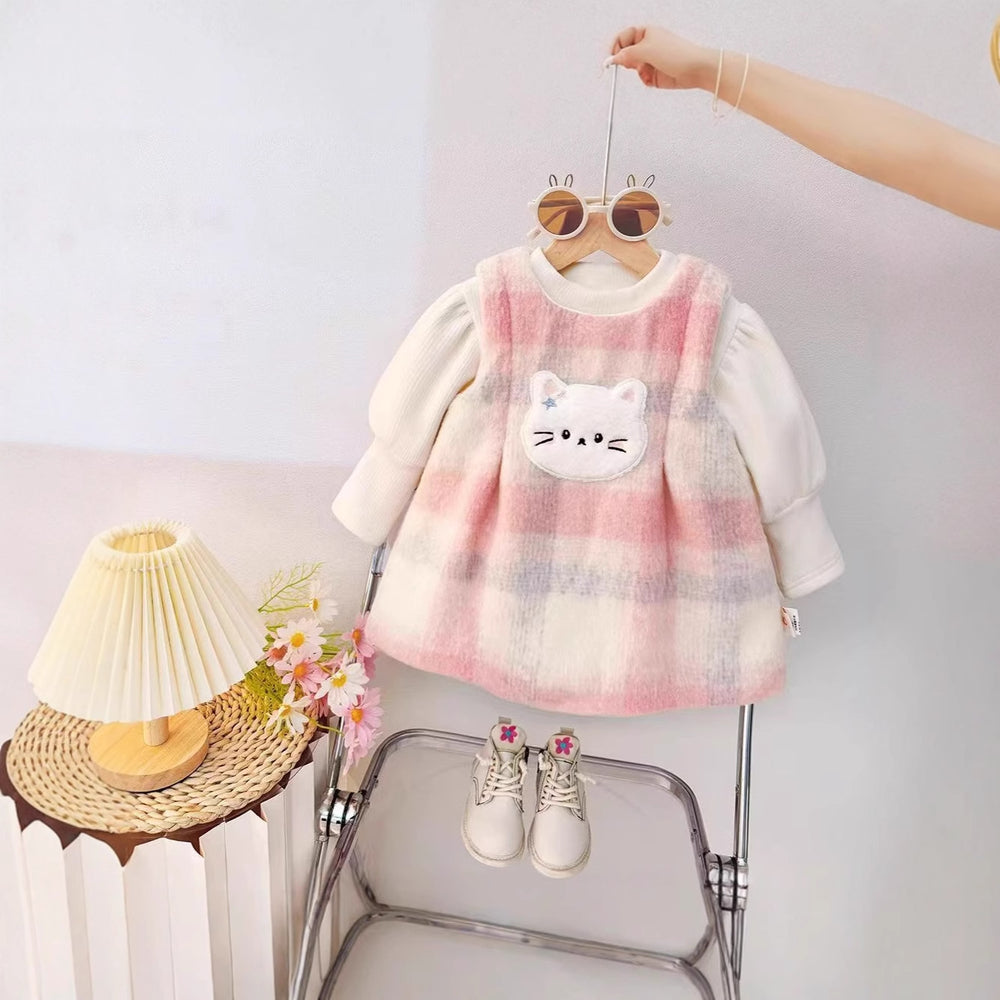 Girls' fleece-lined dress - new autumn/winter collection: cute, sweet, and stylish fleece dress for girls
