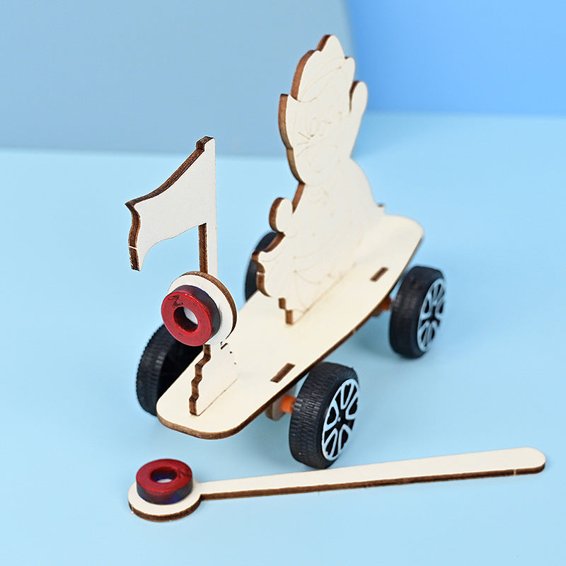 Magnetic trolley new homemade simple scientific experiment kindergarten handmade DIY fun assembly technology small production meow