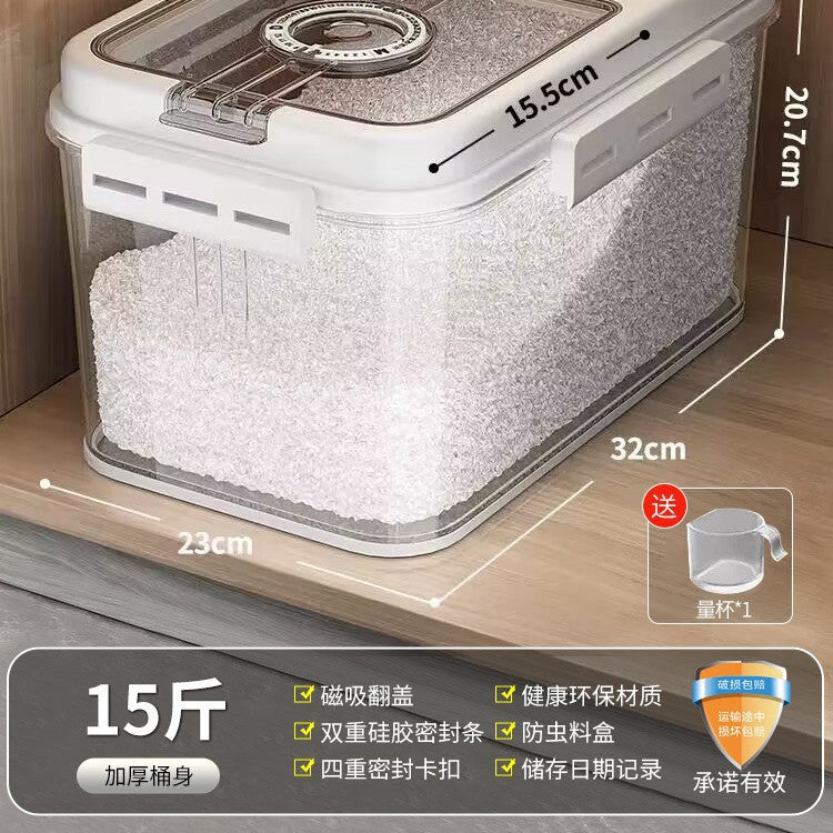 Rice bucket Household rice tank Insect-proof and moisture-proof sealed flour storage tank Rice storage box Food grade rice noodle container