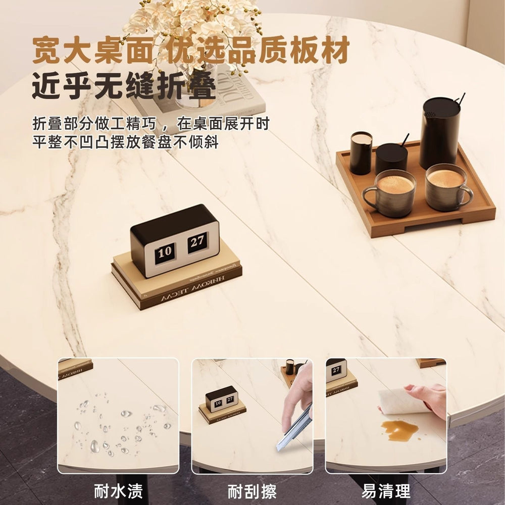 Foldable dining table - heavy duty, mobile, large round table - multi-functional dining table with wheels - storage round table - foldable