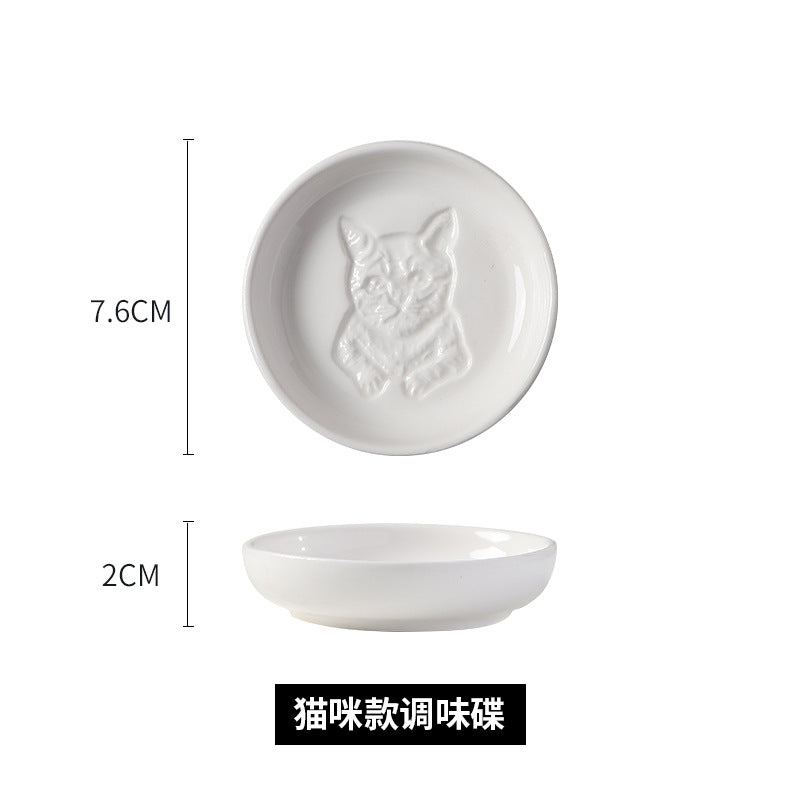 Ceramic tableware cartoon seasoning dipping dish for home bowls and chopsticks creative sauce hotel cute side dishes soy sauce wholesale