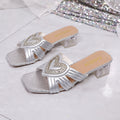 2026 summer new arrival: plus size women's casual rhinestone slides - chunky heel, perfect for skirts, cross-border e-commerce