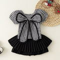 Girls' summer outfit  new style kids short-sleeve t-shirt pleated skirt two-piece set baby girl skirt pants chic cross-border
