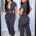 Zipper top & multi-pocket pants casual solid color two-piece set - autumn european & american fashion - new arrival for  & independent e-commerce stores