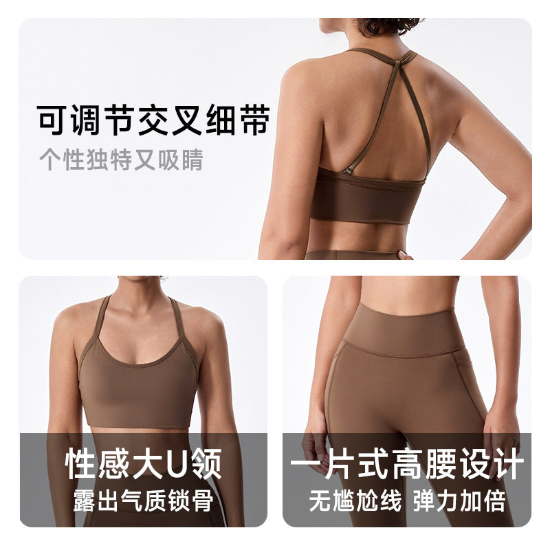 in stock thin tight-fitting breathable fitness clothing suit high waist hip lifting outdoor sports yoga clothing suit for women