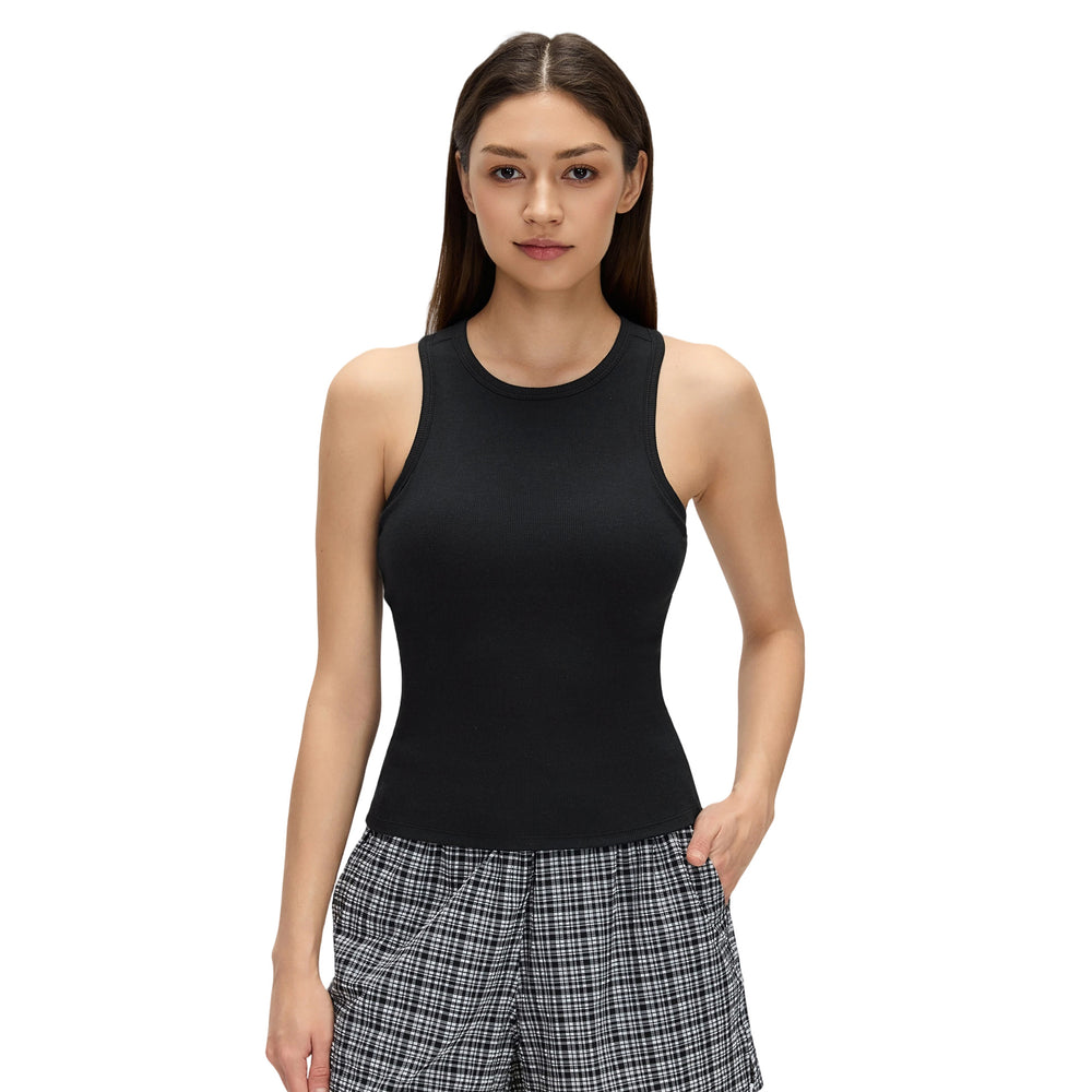 Modal comfortable sports tank top for women - summer, padded, slim fit, sleeveless yoga top d26035
