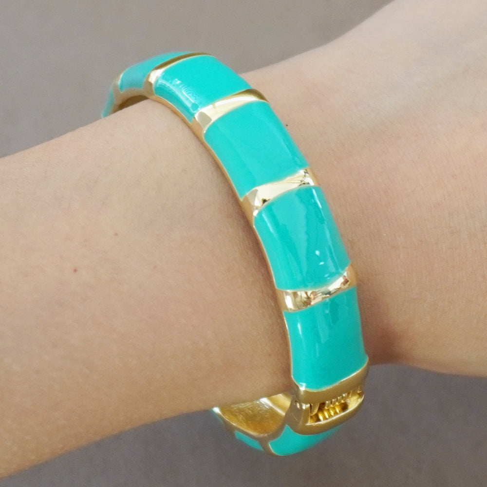 Elegant middle eastern women's enamel blue bangle, vintage ethnic court style fashion accessory