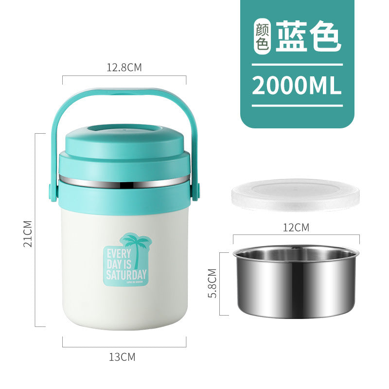 Stainless steel double-layer insulated lunch box, insulated lunch bucket, canteen food carrier, office worker meal delivery, multi-layer food container, gift