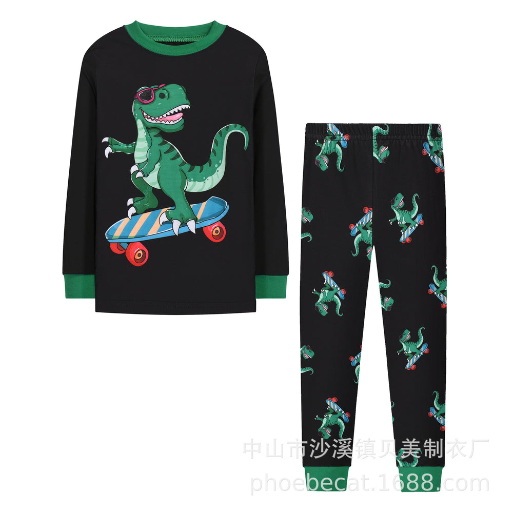 autumn new children's home clothes cute triceratops pajamas export children's clothing wholesale