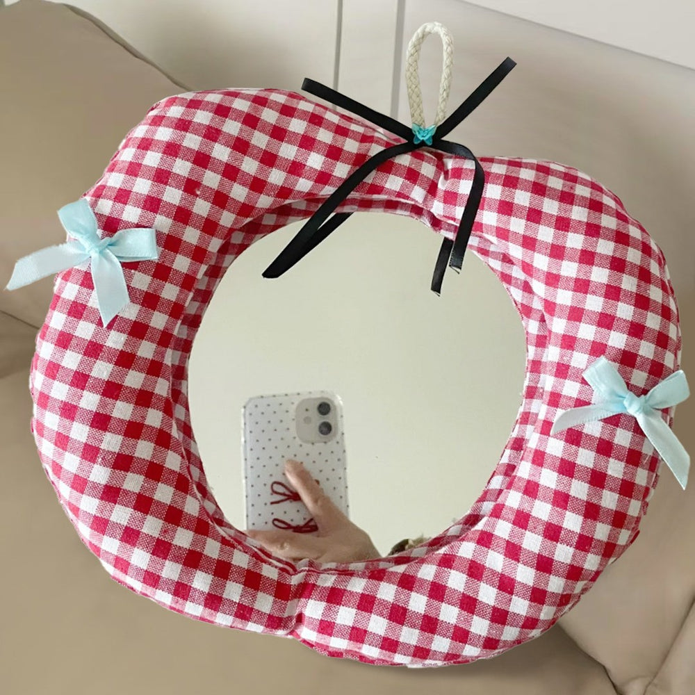 High-style, padded fabric mirror – hangable, adorable apple design, drop-proof, dust-proof, perfect for home decor and makeup application