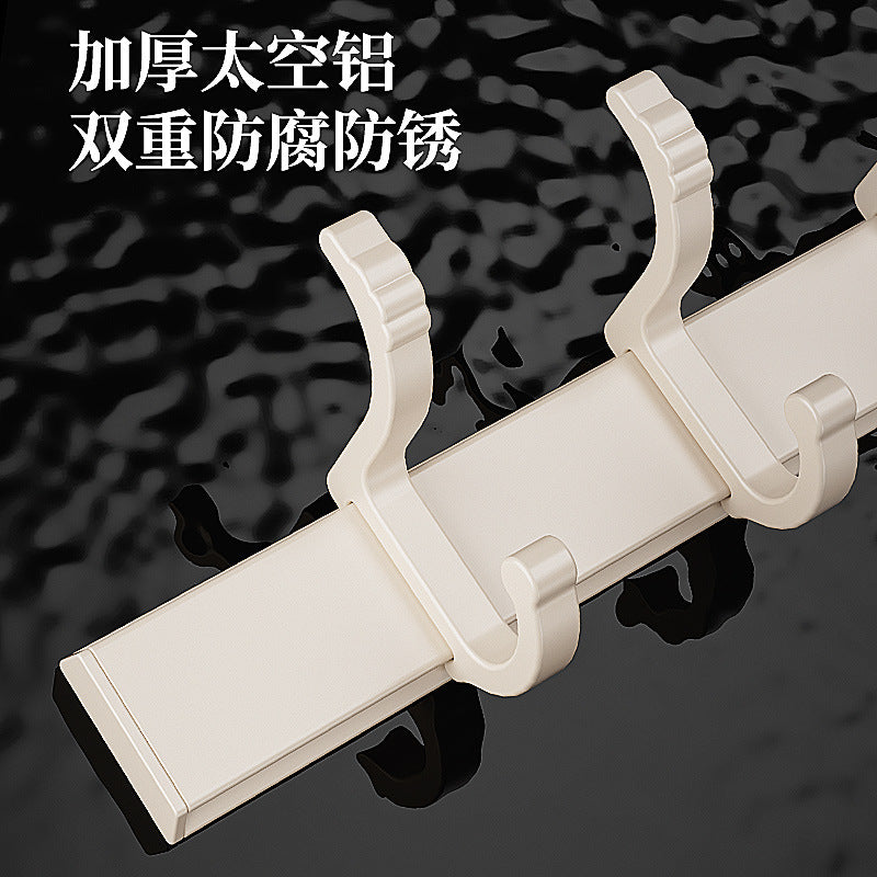 Cream wind non-punching hook space aluminum door rear coat hook bathroom kitchen wall hanging storage super glue adhesive hook