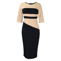 D381 african plus size women's summer new arrivalfashionelegant ol half length sleeve colorblock hip cover exportdress