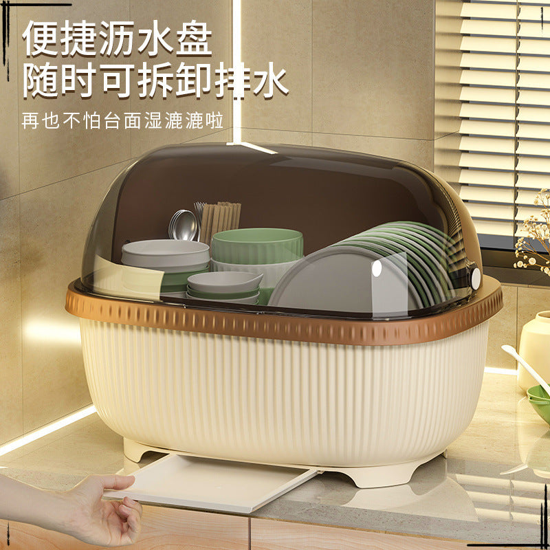 Kitchen tableware storage box extra large small plastic cupboard drawer type drain bowl rack household storage box rack