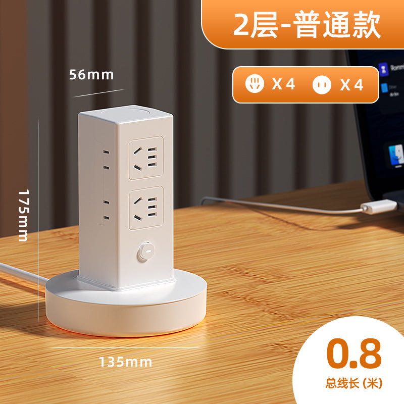 Vertical storage socket panel multi-port usb power strip for home and office - multifunctional desktop power strip