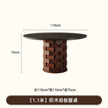Wabi-sabi style solid wood rock slab vintage black creative round dining table, high-end dining table, french retro dining table