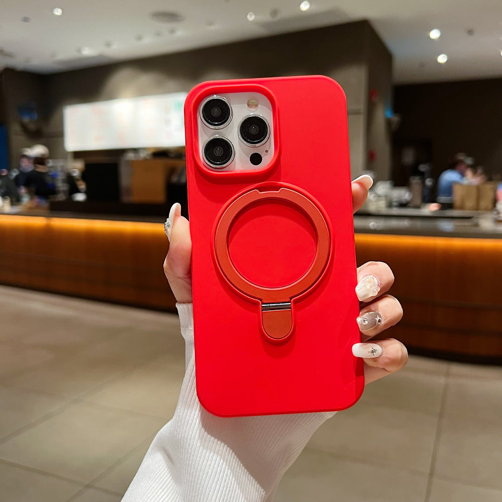 Suitable for apple 17promax mobile phone case liquid silicone magnetic holder iphone15 protective cover 12promax