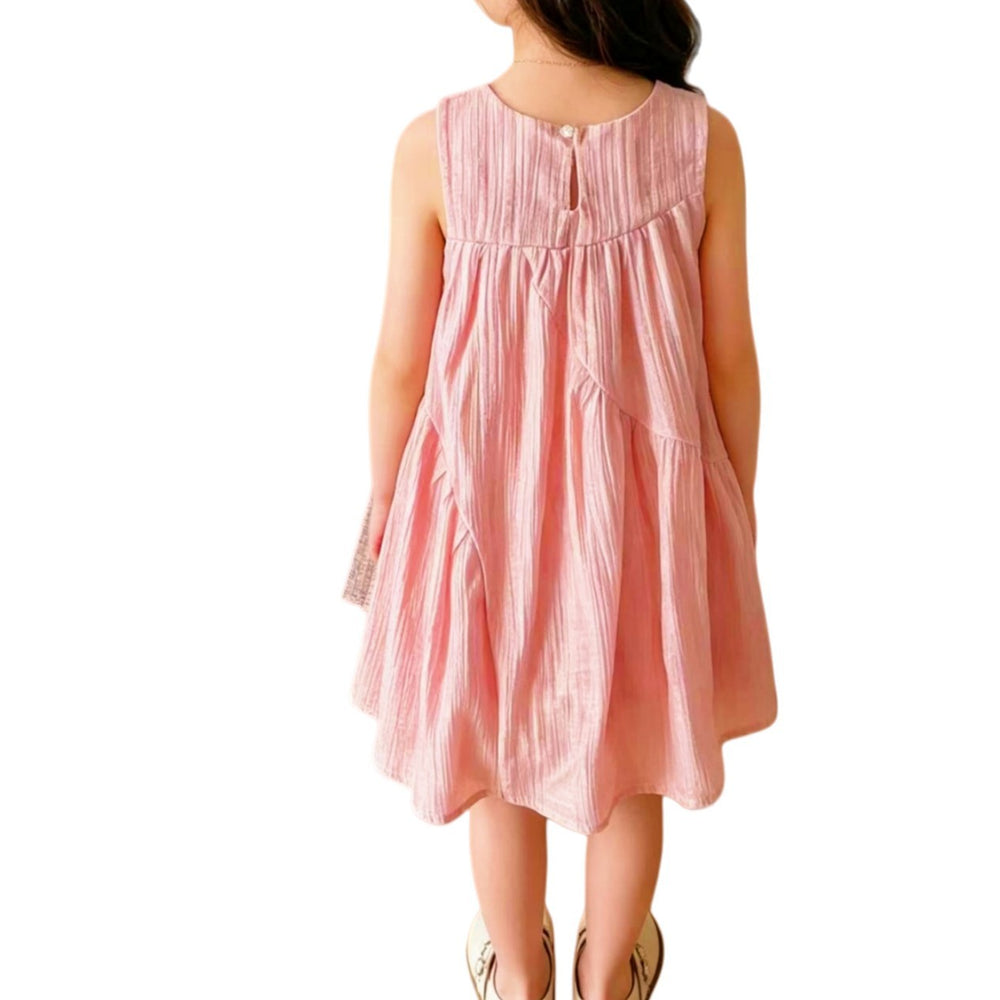 girls' sweet korean style breathable dress - new summer sleeveless bowknot pink princess dress for baby girls