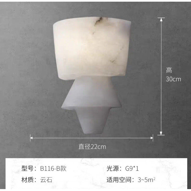 Spanish natural marble wall lamp - ideal for hotel, villa, background wall, entryway, stairwell, hallway, bedroom, and bedside decor