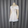 European and american sexy bowknot off-the-shoulder sequin bodycon bandeau waist party a-line dress
