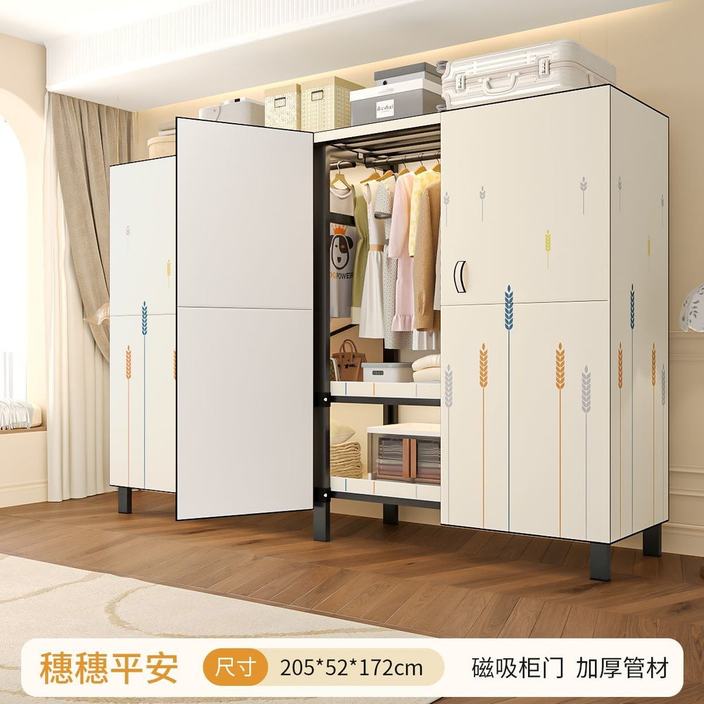 Easy-to-assemble, foldable wardrobe for bedrooms, ideal for home use or rental properties. dustproof, moisture-proof, with reinforced construction, fully sealed, and mildew-resistant. features a convenient swing-out door