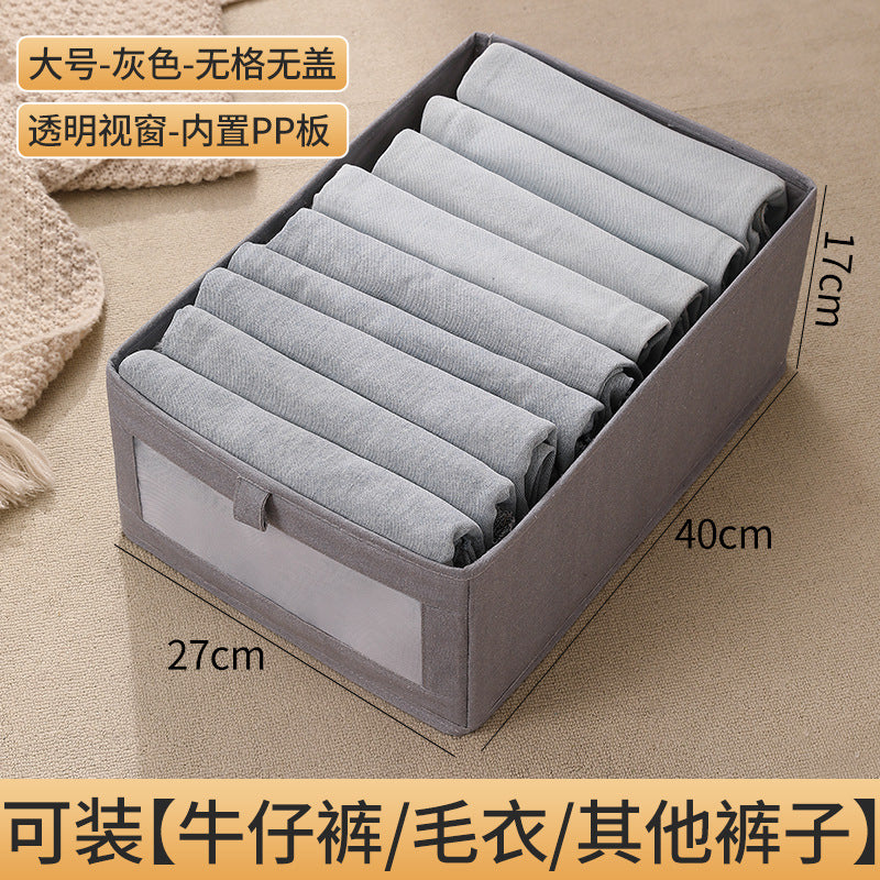 Fabric windowable cotton and linen storage box wardrobe storage finishing large clothes storage box toys foldable wholesale